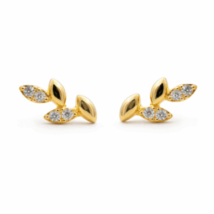Domed Leaf Studs YG Plated