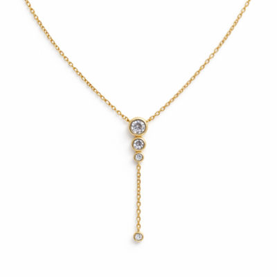 Bezel Cascade Necklace YG Plated