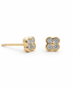 Cubic Zirconia Cluster Studs YG Plated