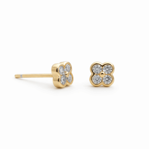Cubic Zirconia Cluster Studs YG Plated