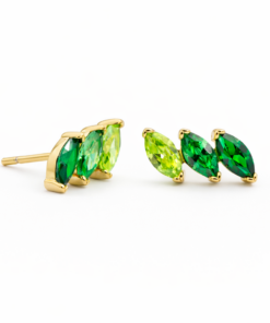 Green Moissanite Marquise Studs