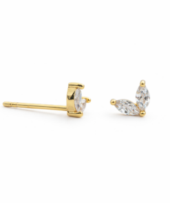 Cubic Zirconia Marquise Wing Studs YG Plated