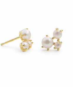 Cluster Pearl Studs YG Plated