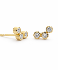 Cubic Zirconia Trio Climber Studs YG Plated
