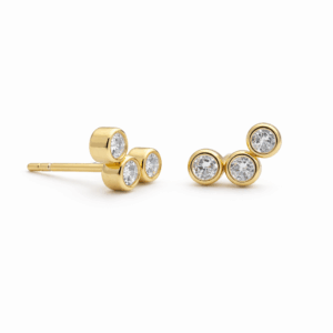 Cubic Zirconia Trio Climber Studs YG Plated