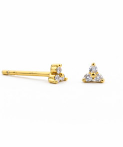 Trio Cubic Zirconia Cluster Studs YG Plated