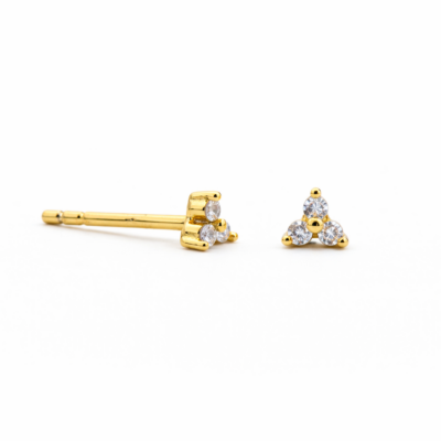 Trio Cubic Zirconia Cluster Studs YG Plated