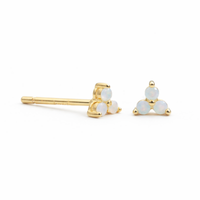 Trio Opal Cluster Studs YG Plated