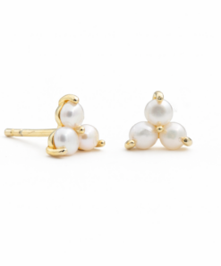 Trio Cluster Pearl Studs YG Plated