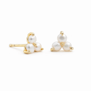 Trio Cluster Pearl Studs YG Plated