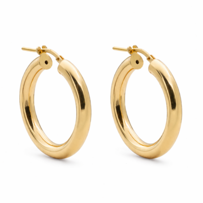 Chunky Plain Tube Hoops YG Plated (20mm)
