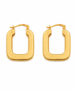 Flat Square Hoops YG Plated