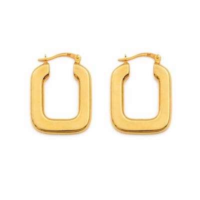 Flat Square Hoops YG Plated