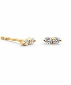 Double Dotted Cubic Zirconia Studs YG Plated