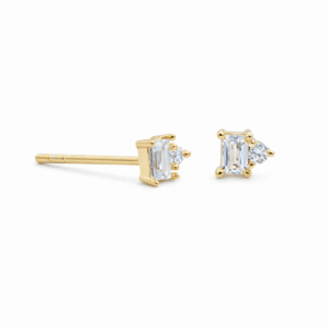 Cubic Zirconia Baguette Cluster Studs YG Plated