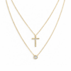 Double Layer Cross Necklace YG Plated