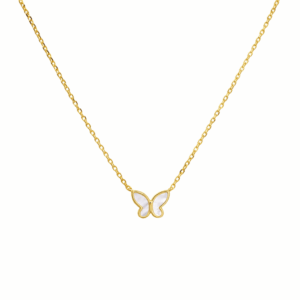 Mother-Of-Pearl Butterfly Necklace YG Plated