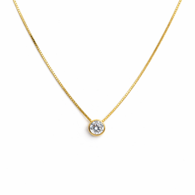 Cubic Zirconia Slider Necklace YG Plated