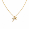 Cubic Zirconia Cross Necklace YG Plated