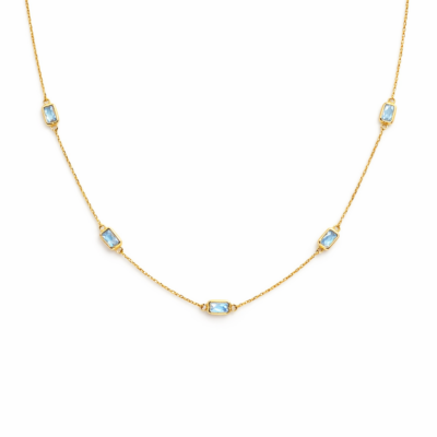 9ct YG Blue Topaz Necklace