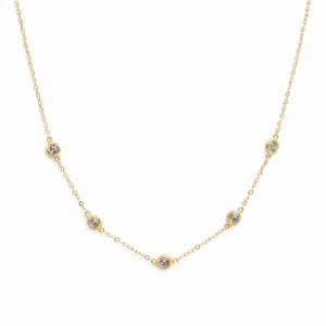 9ct YG Bezel Cubic Necklace