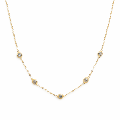 9ct YG Bezel Cubic Necklace