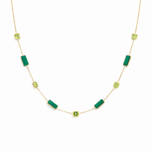 9ct YG Green Onyx and Peridot Necklace