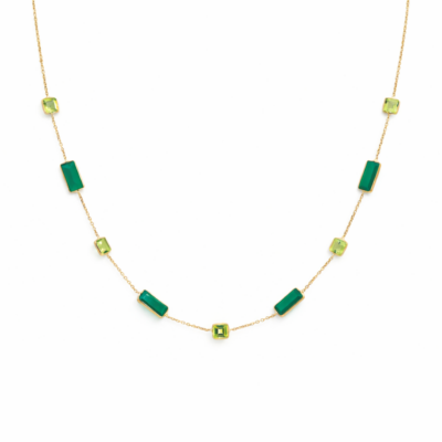 9ct YG Green Onyx and Peridot Necklace