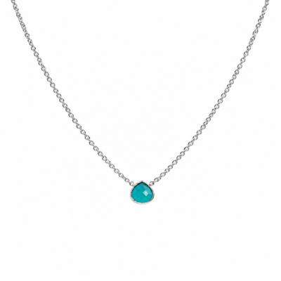 Blue Agate Single Teardrop Necklace