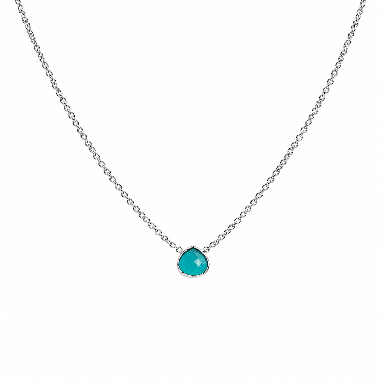 Blue Agate Single Teardrop Necklace