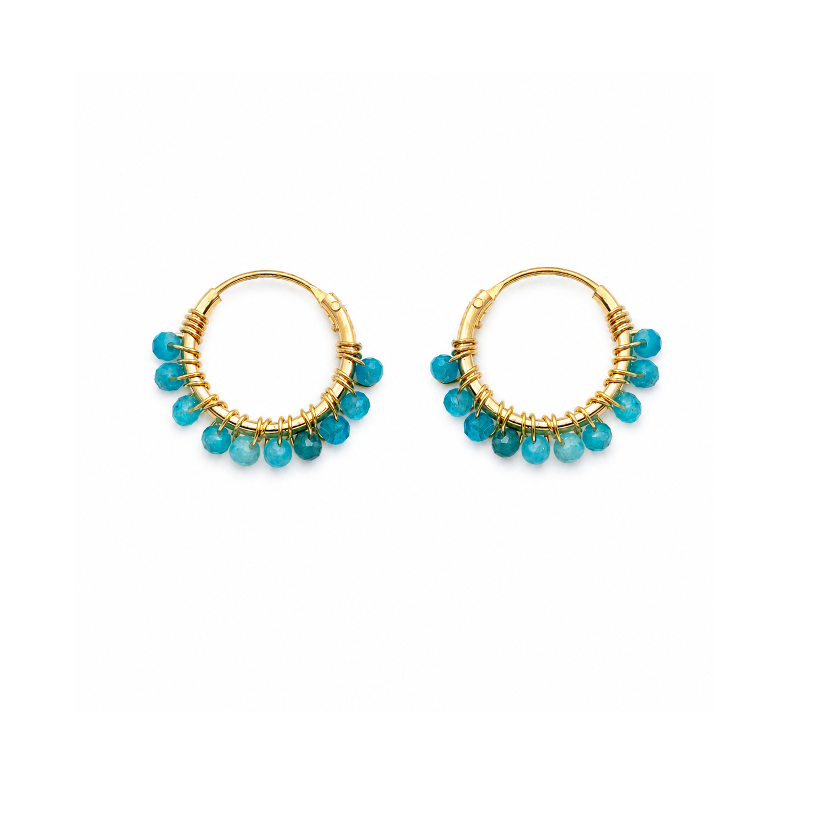 Blue Agate Beaded Hoops (Small)