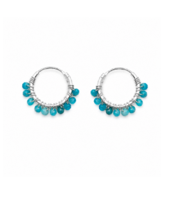 Blue Agate Beaded Hoops (Small)