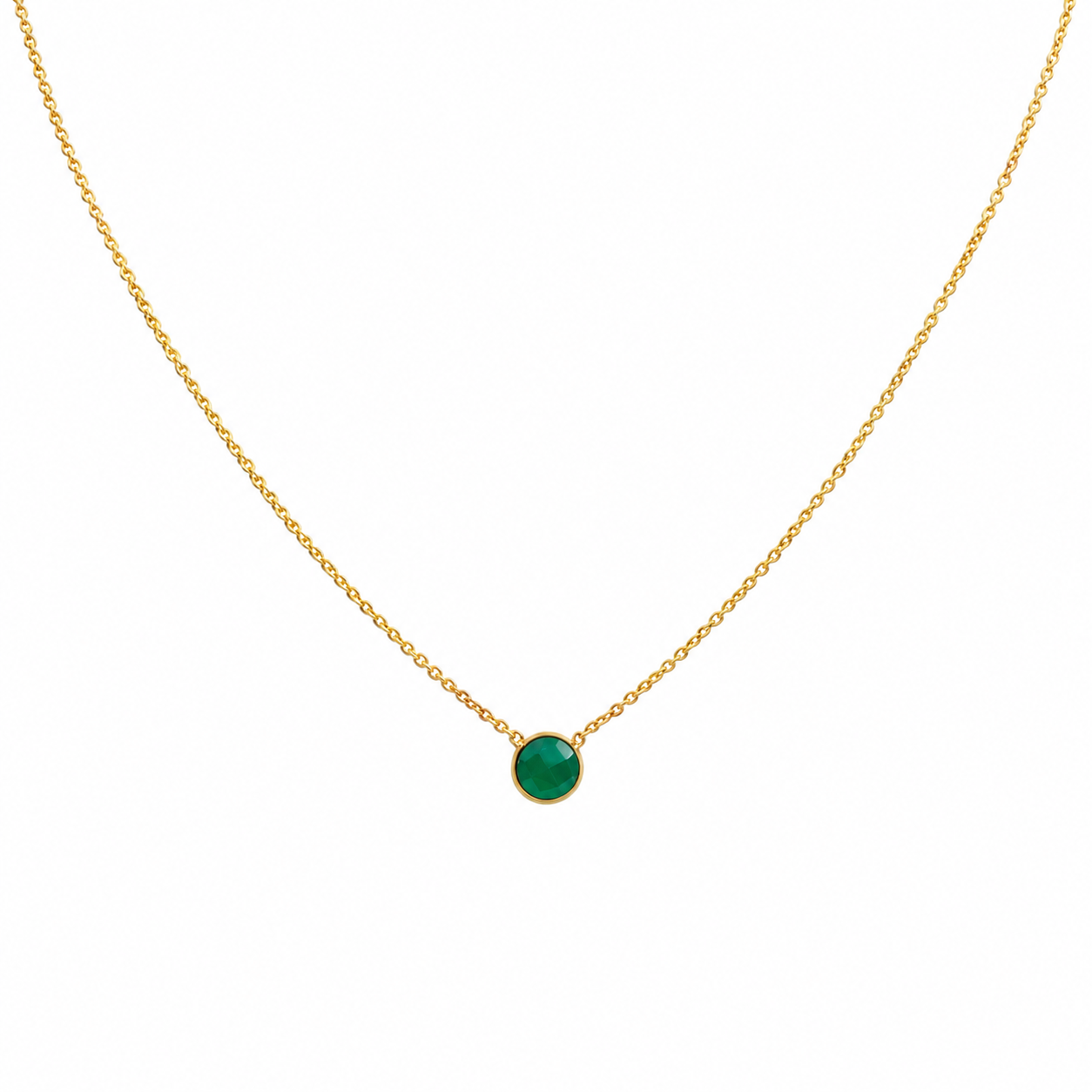 Green Onyx Single Round Necklace Green Onyx Single Round Necklace