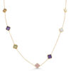 9ct YG Natural Gemstone Clover Necklace