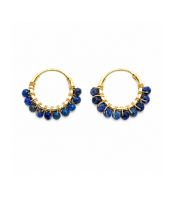 Lapis Lazuli Beaded Hoops (Small)