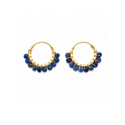 Lapis Lazuli Beaded Hoops (Small)