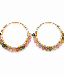 Tourmaline Beaded Hoops (Large)