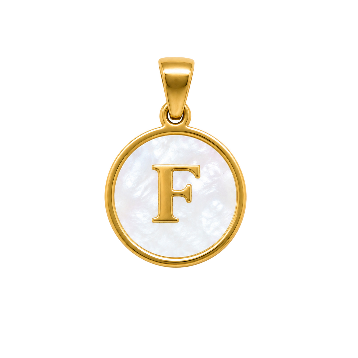 F_Charm Mother of Pearl Letter F Charm – Carins Jewellery Design