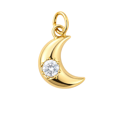 Crescent Moon Charm with Stone – Carins Jewellery Design