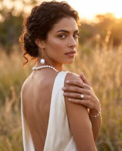 Bushveld safari-style bridal pearl jewellery, Sabie Sands Wedding Pearl Collection by Carin's Jewellery Design, image 7