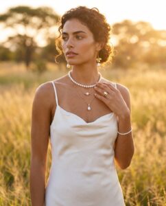 Bushveld safari-style bridal pearl jewellery, Sabie Sands Wedding Pearl Collection by Carin's Jewellery Design, image 21