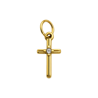 Cross with Single Stone Charm – Carins Jewellery Design