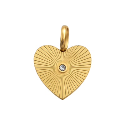 Ribbed Heart with Stone Charm – Carins Jewellery Design